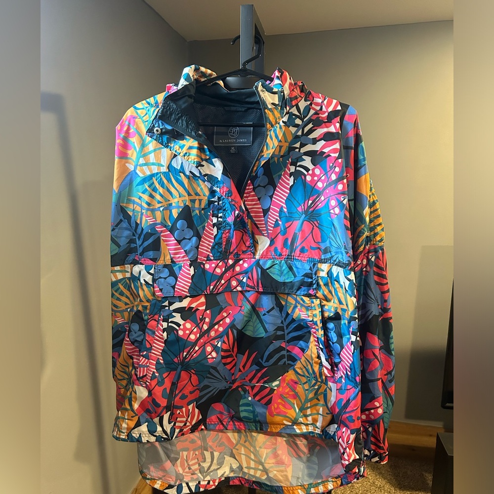 Lauren James tropical print rain quarter zip